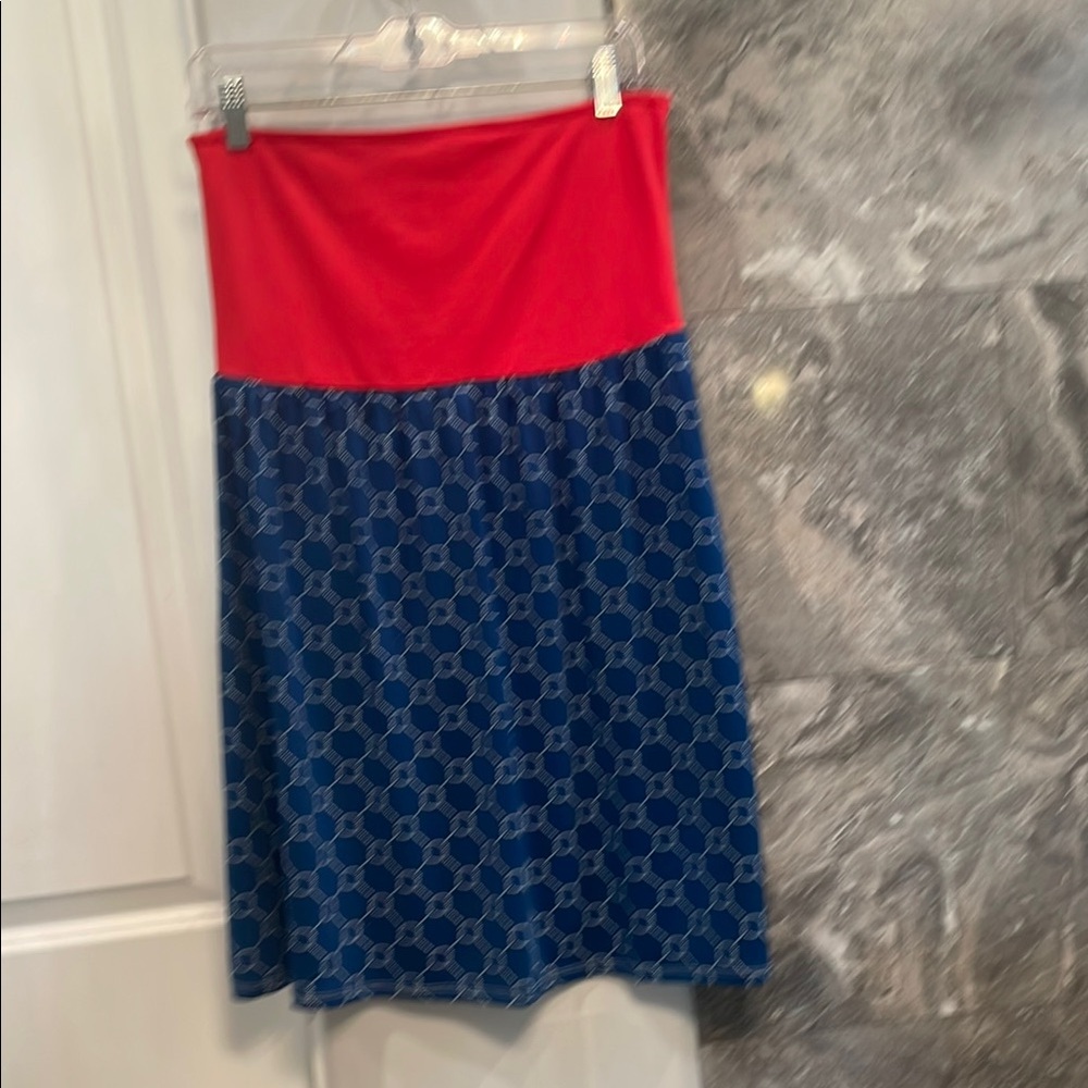 Red and Blue Patterned Women's Skirt